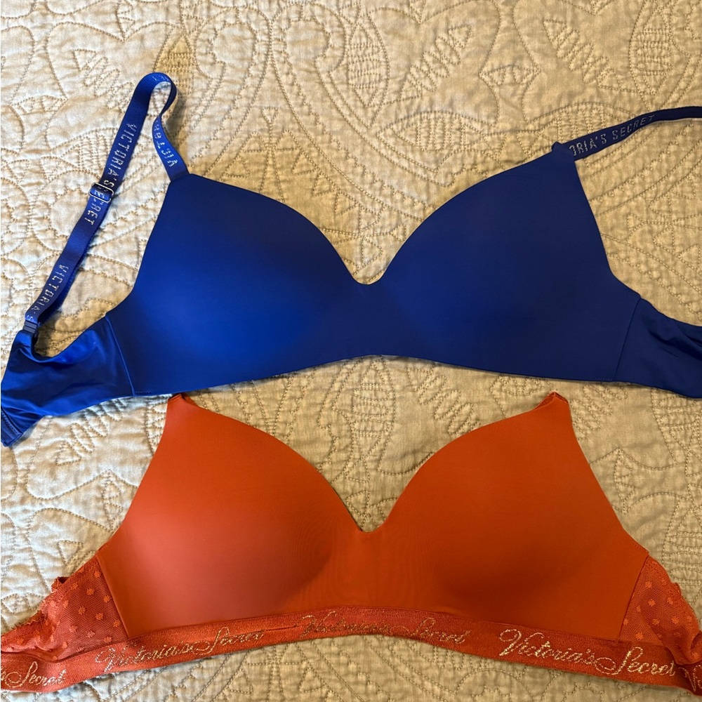Victoria's Secret Bold Blue and burnt orange razorback with lace detailing